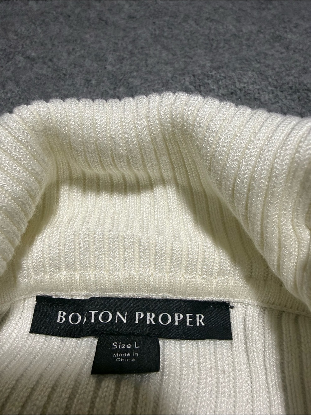 Boston Proper Ivory Ribbed Turtleneck Sweater - Picture 7 of 10